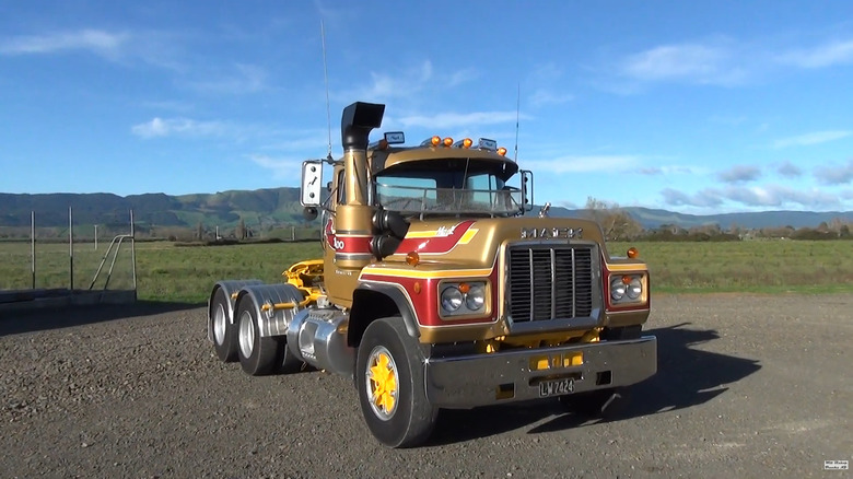 An R-Model Mack truck in New Zealand