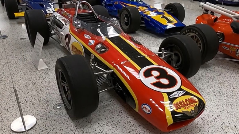 Bobby Unser's racecar that won the 1968 Indy 500 on display.