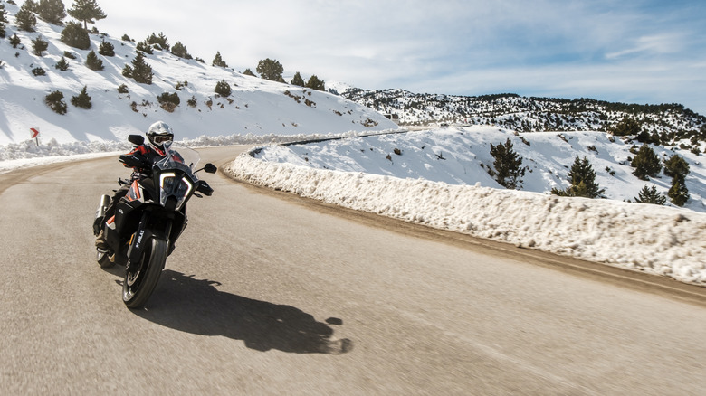 Riding a motorcycle in the winter