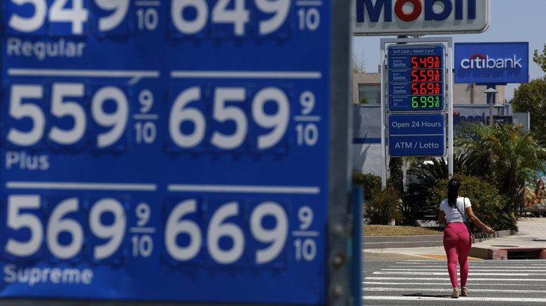 High gasoline prices at a station in California