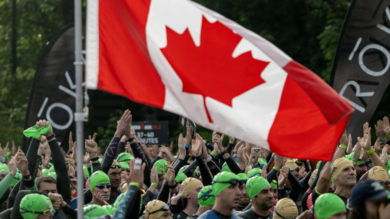 MONT-TREMBLANT, QUEBEC - JUNE 21: General view of triathletes clapping at the swim start during the 2026 IRONMAN 70.3 Mont-Tremblant on June 21, 2026 at Mont-Tremblant, Quebec, Canada (Photo by Donald Miralle/Getty Images for IRONMAN)
