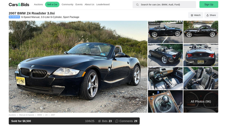Cars and Bids listing for Andy's Z4
