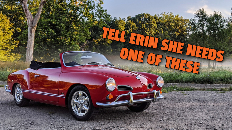 A red VW Karmann Ghia