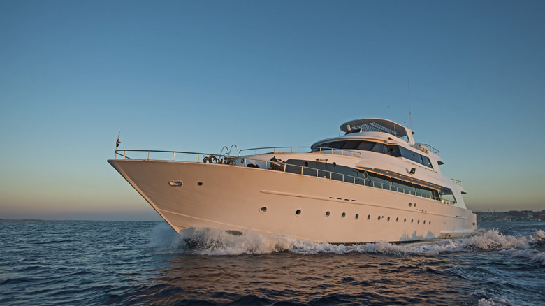 A large yacht on the water