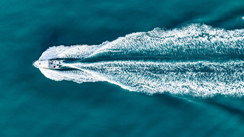 aerial view of a boat