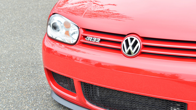 Red Volkswagen R32 front bumper