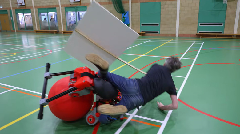 Falling off a monoball scooter