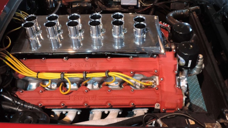 The Ferrari GTB/4 Daytona V12 under the hood of the Pontiac Pegasus