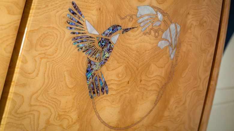 Abalone shell marquetry detailing in the Rolls-Royce Phantom Hummingbird