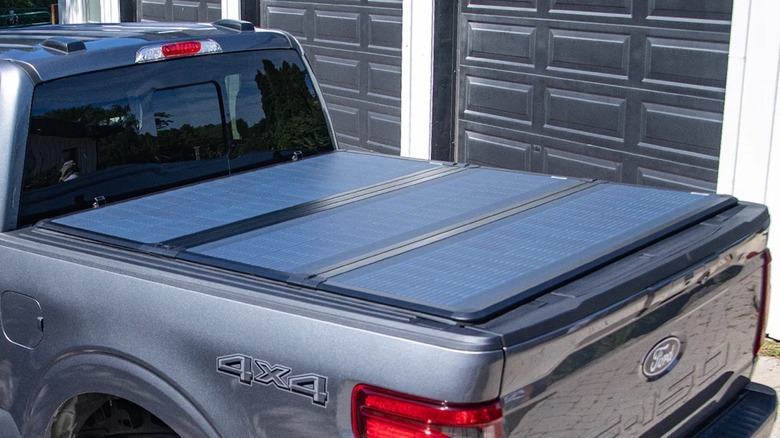 Worksport Solis solar tonneau bed cover on a Ford F-150