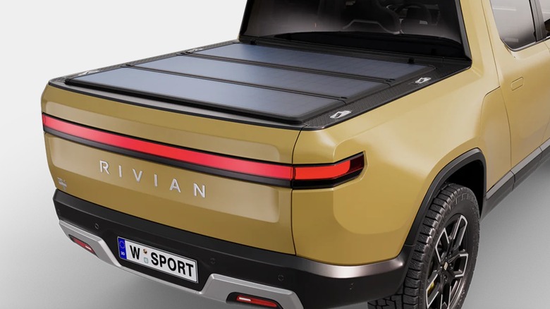 Worksport Solis solar tonneau cover on a Rivian R1T