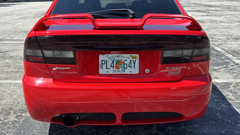 Rear view of 2000 Subaru Legacy Blitzen showing distinctive rear wing