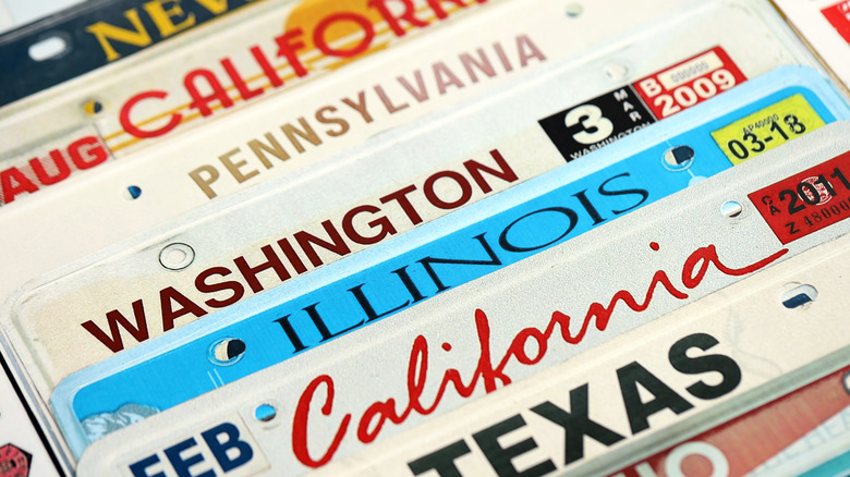 A collection of old US license plates