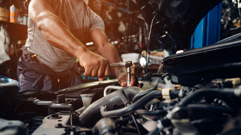 Man working on a car