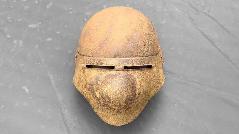 Overhead shot of an experimental WW1 helmet