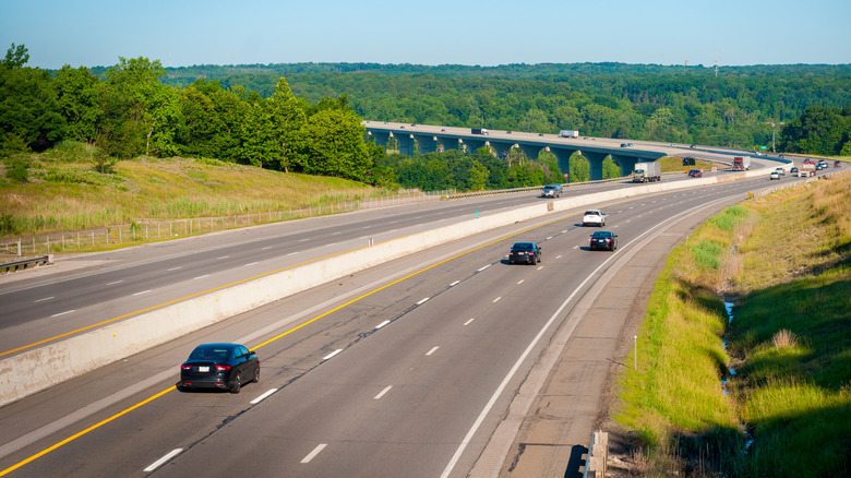 The Ohio Turnpike (Interstate 80) crosses the Cuyahoga Valley south of Cleveland.