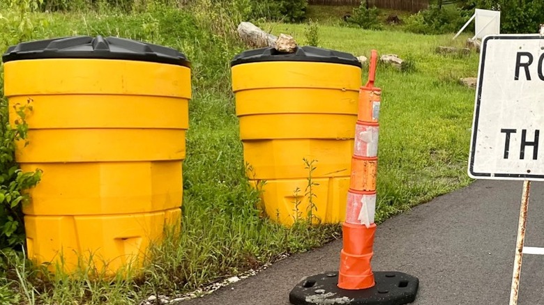 Fitch barriers also known as crash safety barrels