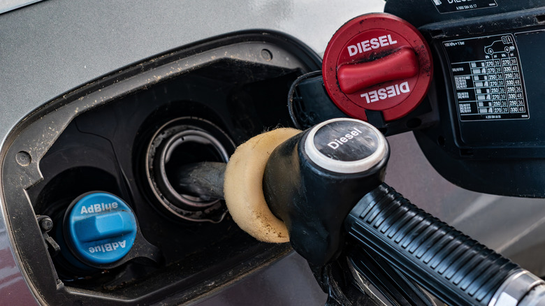 Photo of a diesel car filling up