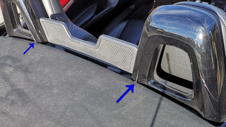 A red Mazda MX-5 ND Miata roof clearance issue