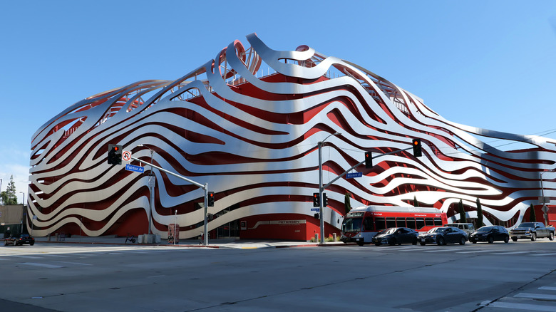 A view of Los Angeles' Petersen Automotive Museum during daytime.