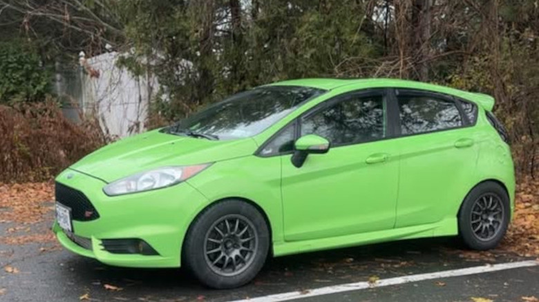 A green Ford Fiesta ST