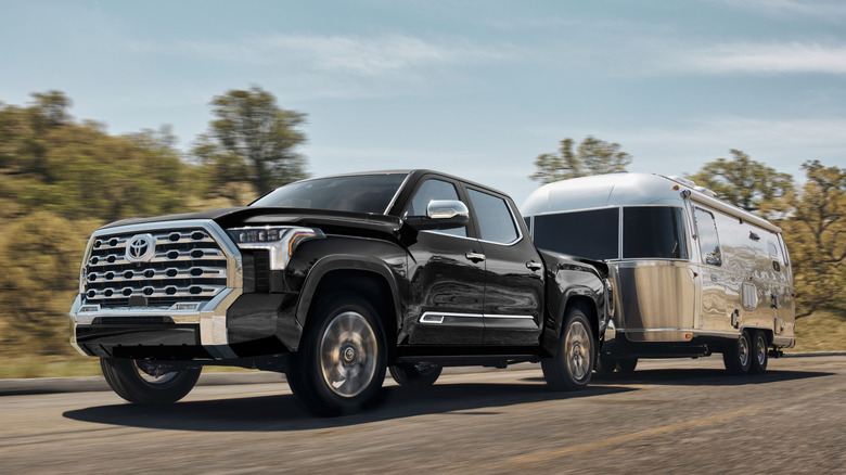 Toyota Tundra towing an Airstream trailer