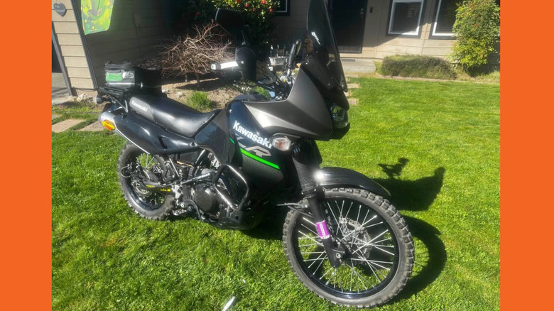 A black Kawasaki KLR650