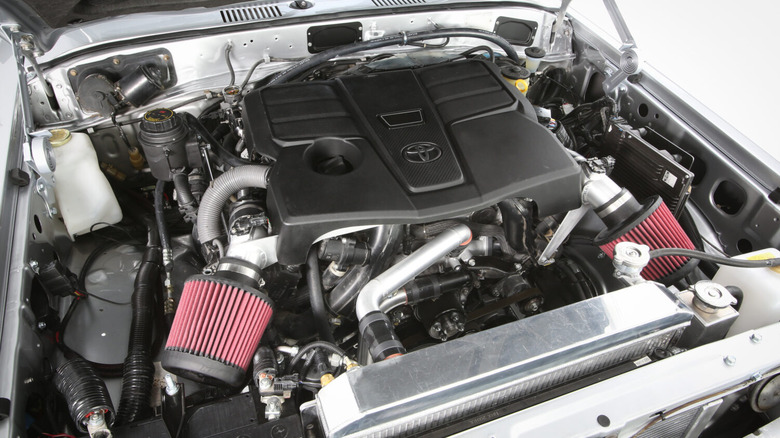 A look under the hood of the Turbo Trail Cruiser showing the supremely well-done engine swap.