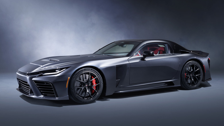 Front 3/4 view of a grey Toyota GR GT