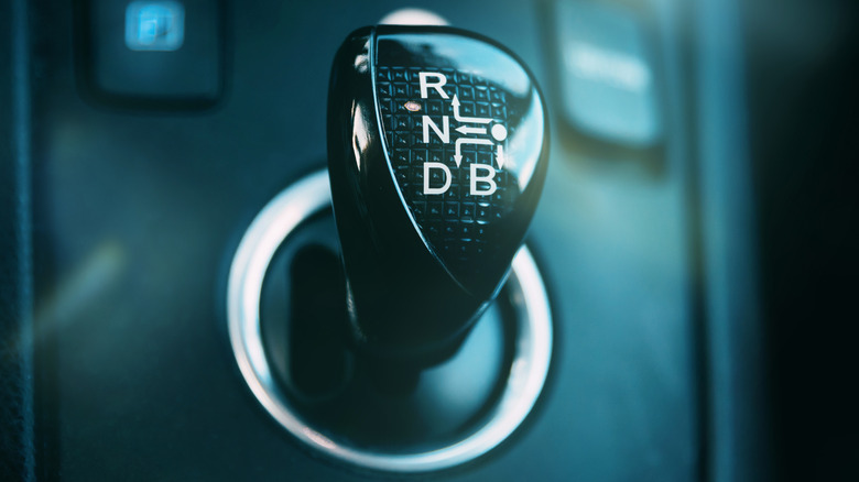 Automatic transmission gear lever in a modern car