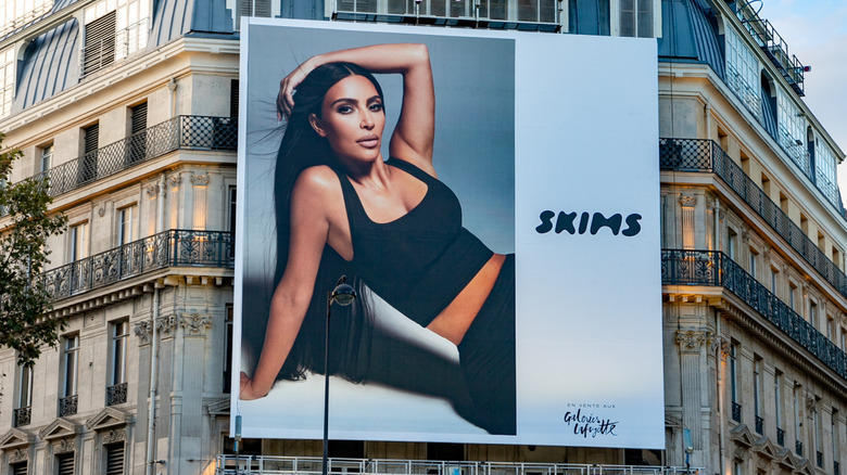 Kim Kardashian's image in a Skims ad on a billboard in Paris.