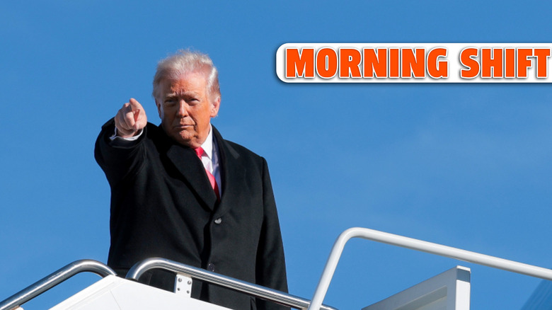 JOINT BASE ANDREWS, MARYLAND - JANUARY 13: U.S. President Donald Trump prepares to board Air Force One on January 13, 2026 at Joint Base Andrews, Maryland. Trump is traveling to Michigan where he will participate in a tour of the Ford River Rouge complex and later give remarks to the Detroit Economic Club.