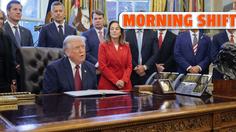 President trump at his desk in the oval office with Jalopnik's 