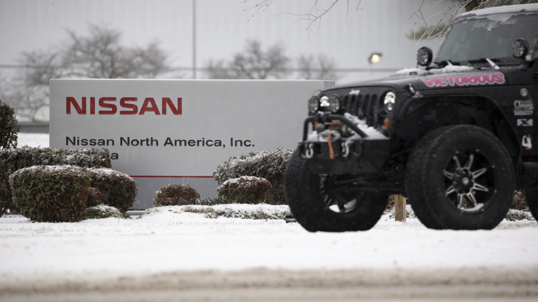 A general view of a Nissan manufacturing facility that has temporarily closed due to inclement weather is seen on February 16, 2021 in Smyrna, Tennessee. Major winter storms have swept across 26 states with a mix of freezing temperatures and precipitation.