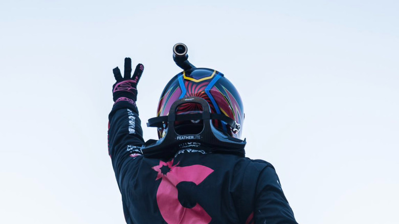 Tyler Reddick celebrating three wins in a row