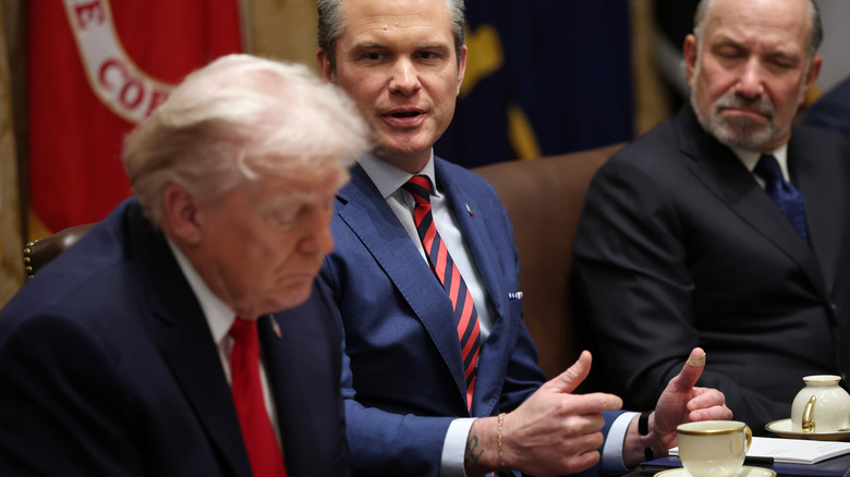 Trump looking sad in a cabinet meeting