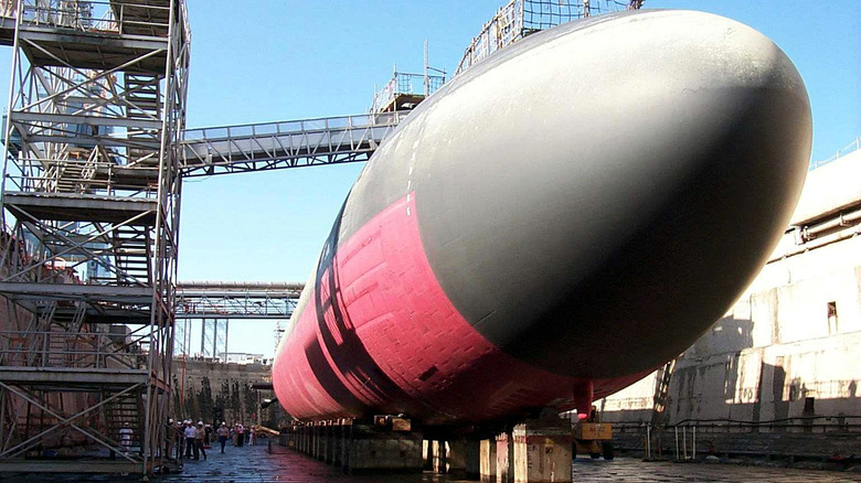 The USS Greeneville in dry dock