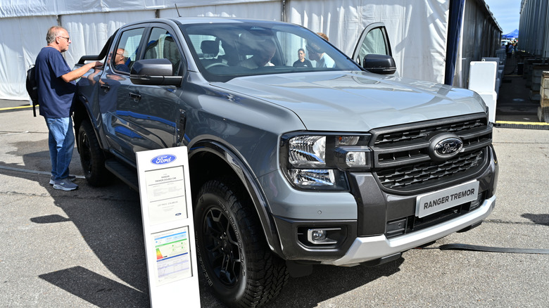 A Ford Ranger Tremor pick-up truck is displayed during the British Motor Show 2024 at Farnborough International Exhibition Centre on August 15, 2024 in Farnborough, England.
