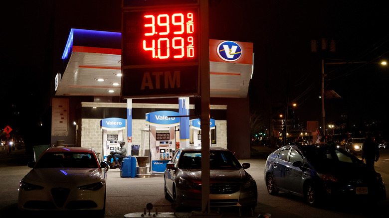 The price of fuel is posted at a Valero gas station on March 22, 2026, in Hoboken, New Jersey.h