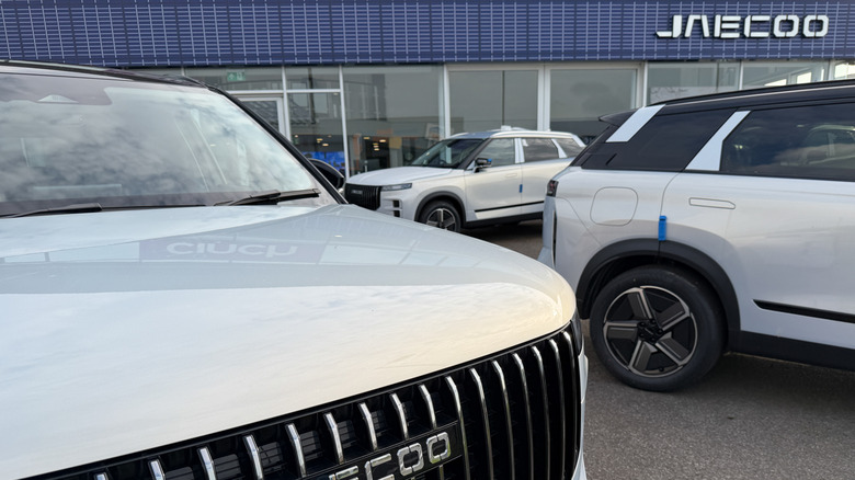 Brand new recently imported Chinese Jaecoo cars which are made by Chery Automobile, are displayed for sale outside a dealership on May 4, 2026 in Bristol, England.