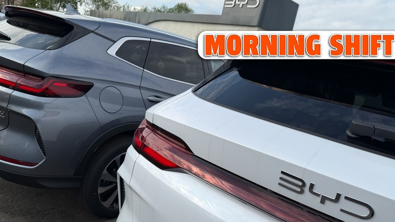 Brand new recently imported Chinese BYD cars are displayed for sale outside a dealership on May 4, 2026 in Bristol, England.