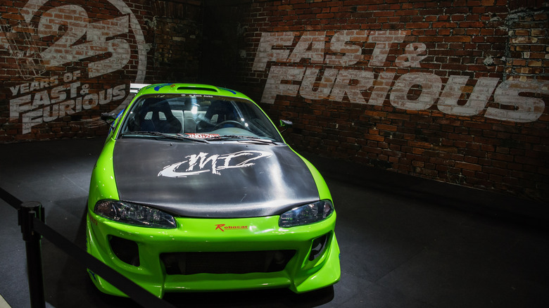 MELBOURNE, AUSTRALIA - April 9, 2026: Melbourne Motor Show 2026, Universal Studios stand celebrating 25 years of Fast and Furious franchise with display of street race cars featured in the original film and sequels. The 1995 Mitsubishi Eclipse GS Fast and Furious Edition.