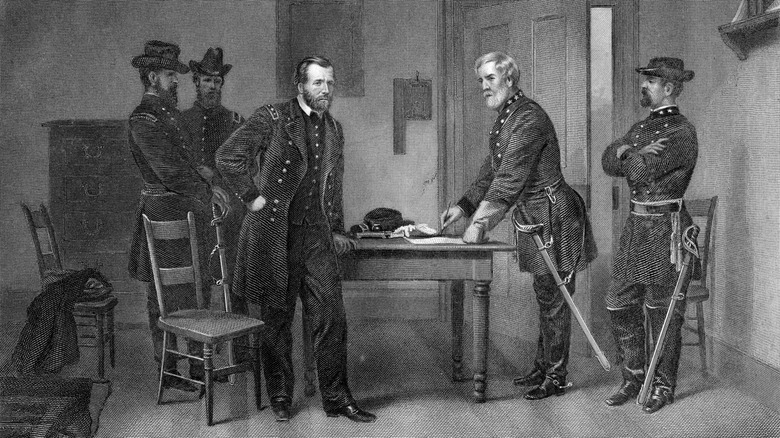Lee surrenders to General Grant