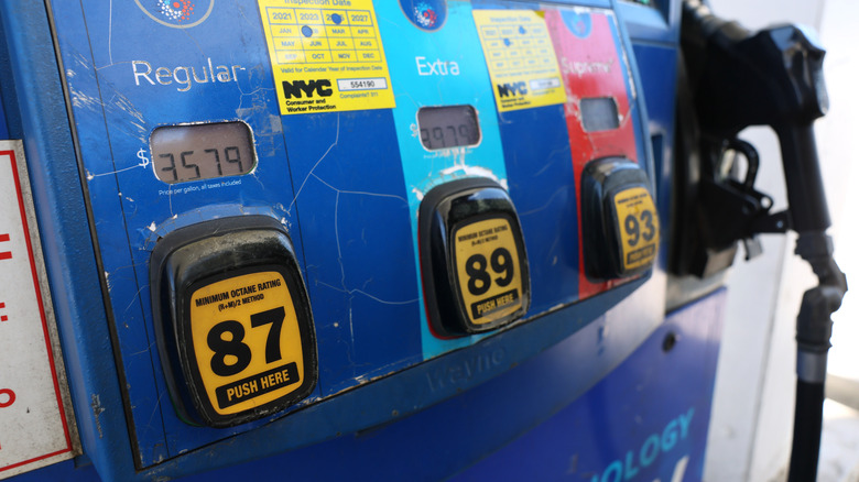 Gas prices are displayed at a Mobile Gas station on March 17, 2026 in the Kensington neighborhood of the Brooklyn borough in New York City.