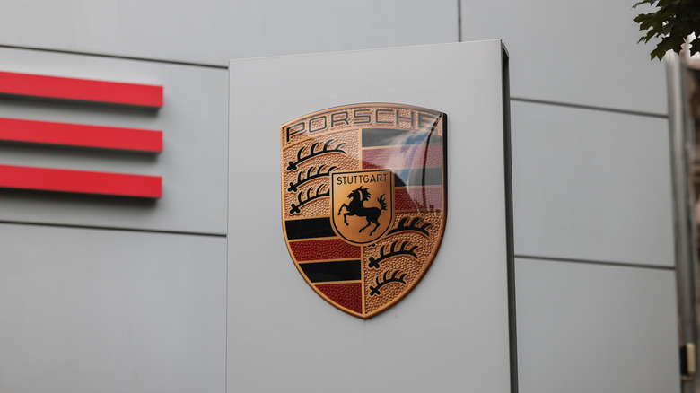Porsche car dealership photographed on July 22, 2021 in Berlin, Germany.