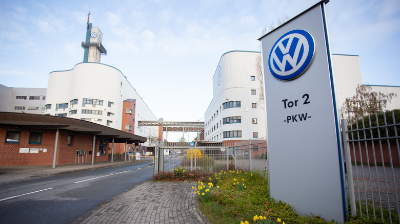 OSNABRUECK, GERMANY - MARCH 27: The Volkswagen automobile factory is seen on March 27, 2026 in Osnabrueck, Germany. Volkswagen had previously slated the plant, which produces the T-Roc passenger car, to close in 2027, though the company is now in talks with Rafael Advanced Defence Systems of Israel to retool the plant and produce components for the "Iron Dome" missile defence system. The shift would save the factory's 2,300 jobs. (Photo by Hesham Elsherif/Getty Images)