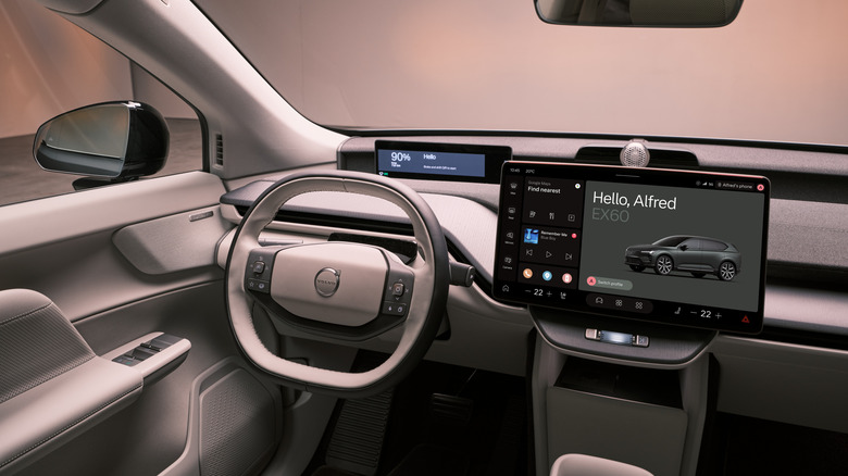 A look at the dashboard and white interior in the EX60