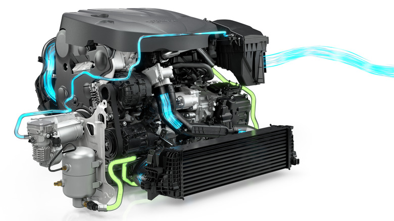An infographic showing how the PowerPulse anti-lag system works in Volvo's D5 twin-turbo diesel engine.