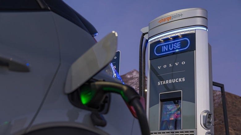 Volvo being charged at Starbucks
