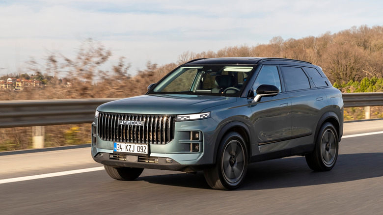 Istanbul, Turkey - January 03 2025 : Jaecoo 7, also known as Jaecoo J7 in some markets, is a mid-size SUV by Chinese vehicle manufacturer Chery.